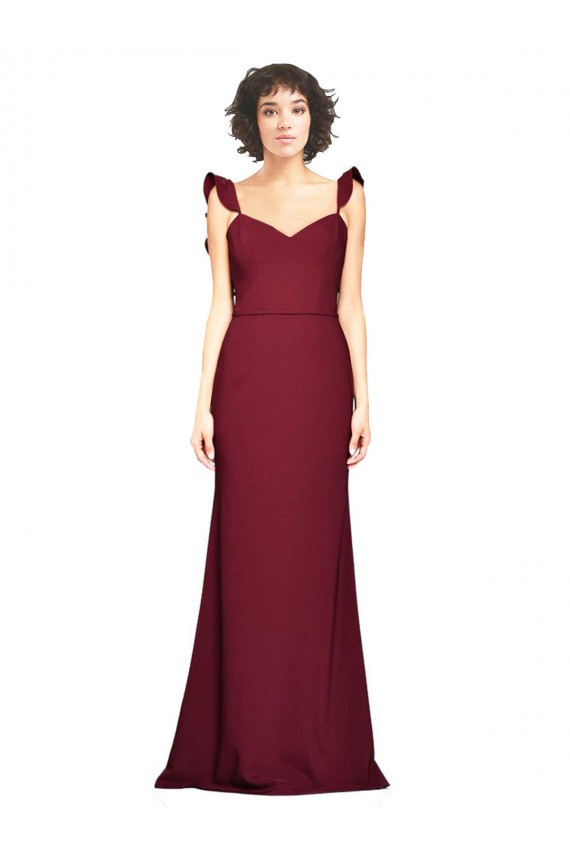 Strapless Long Stretch Crepe Burgundy Sleeveless Prom Dress / Bridesmaid Dress Victoria