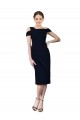 Off the Shoulder Cocktail Length Stretch Crepe Dark Navy Sleeveless Formal Evening Gown / Prom Dress / Bridesmaid Dress Victoria