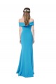 Off the Shoulder Long Stretch Crepe Peacock Blue Sleeveless Formal Dress / Bridesmaid Dress Victoria