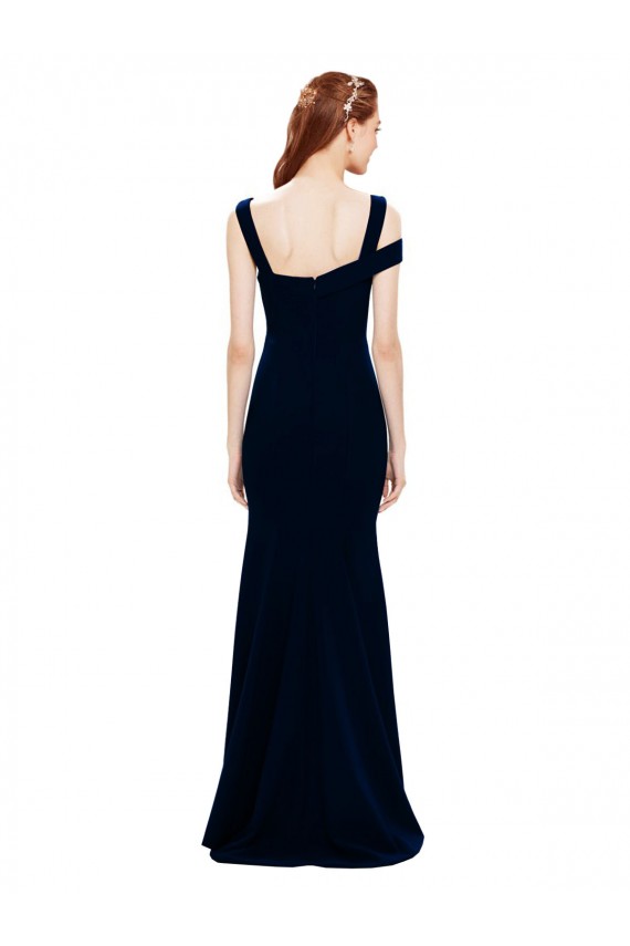 Off the Shoulder Long Stretch Crepe Dark Navy Sleeveless Formal Evening Gown / Prom Dress / Bridesmaid Dress Victoria