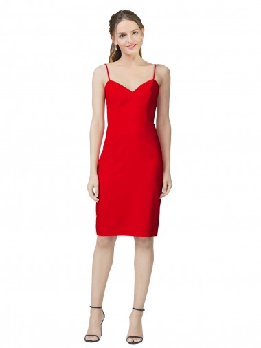 Sweetheart Cocktail Length Stretch Crepe Red Sleeveless Formal Evening Gown / Prom Dress / Bridesmaid Dress Victoria