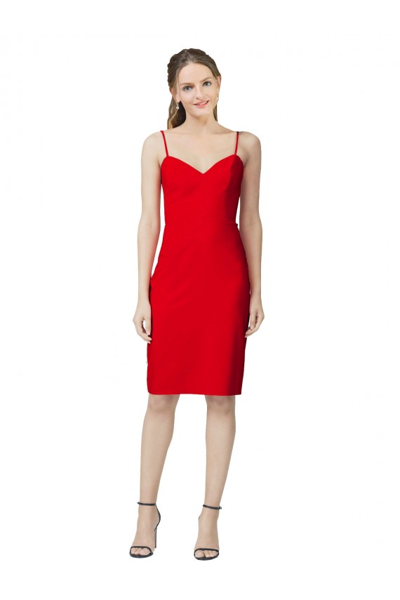 Sweetheart Cocktail Length Stretch Crepe Red Sleeveless Formal Evening Gown / Prom Dress / Bridesmaid Dress Victoria