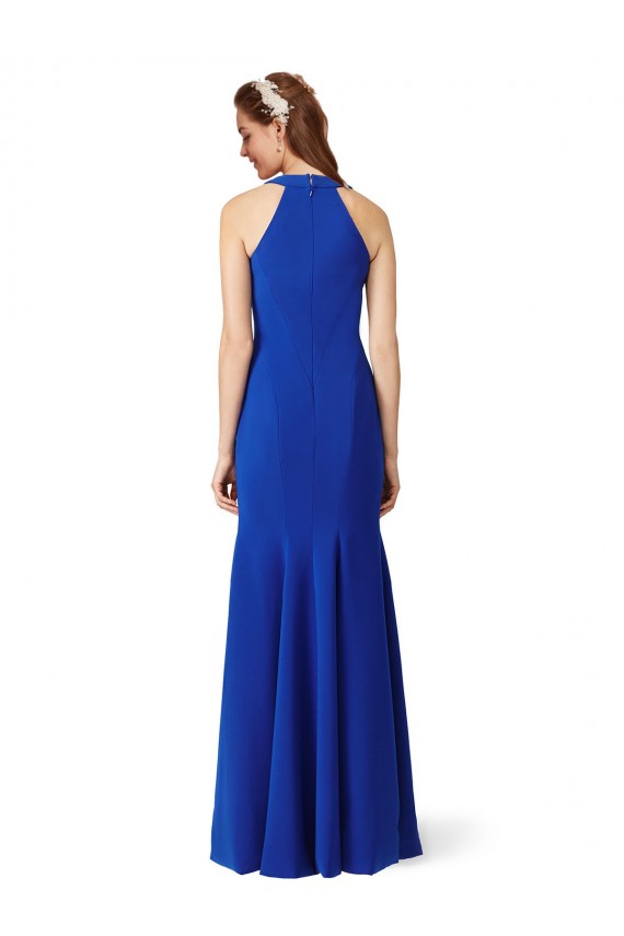 V-Neck Long Stretch Crepe Royal Blue Sleeveless Formal Evening Gown / Prom Dress / Bridesmaid Dress Victoria