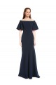 Off the Shoulder Long Stretch Crepe Dark Navy Short Sleeves Bridesmaid Dress / Formal Dress Victoria