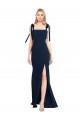 Spaghetti Straps Long Stretch Crepe Dark Navy Sleeveless Semi Formal Evening Dress / Prom Dress / Bridesmaid Dress Victoria