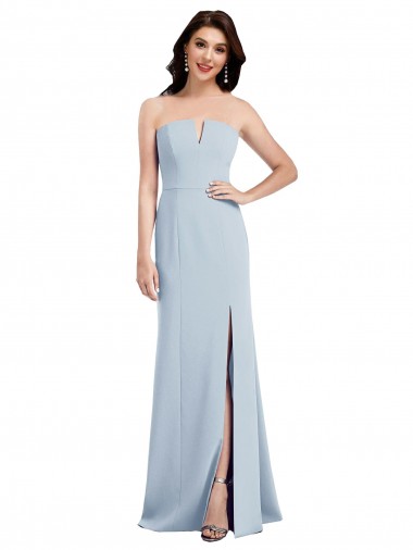 Strapless Long Stretch Crepe Light Sky Blue Sleeveless Bridesmaid Dress / Evening Dress Victoria