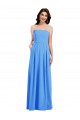 Strapless Long Stretch Crepe Peacock Blue Sleeveless Semi Formal Evening Dress / Prom Dress / Bridesmaid Dress Victoria
