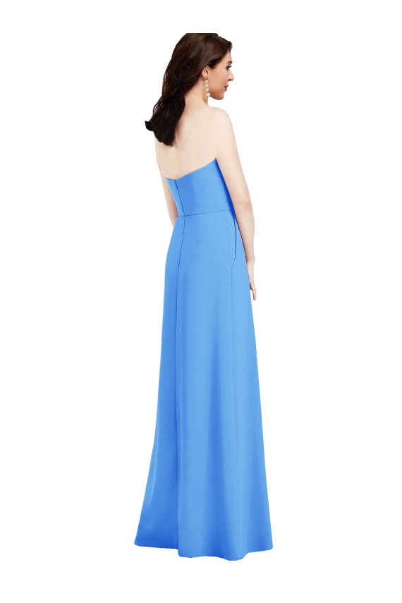 Strapless Long Stretch Crepe Peacock Blue Sleeveless Semi Formal Evening Dress / Prom Dress / Bridesmaid Dress Victoria