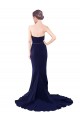 Strapless Sweep Train Stretch Crepe Dark Navy Sleeveless Semi Formal Evening Dress / Prom Dress / Bridesmaid Dress Victoria