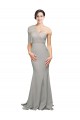 Sweetheart Sweep Train Stretch Crepe & Tulle Oyster Silver Sleeveless Formal Evening Gown / Prom Dress / Bridesmaid Dress Victoria