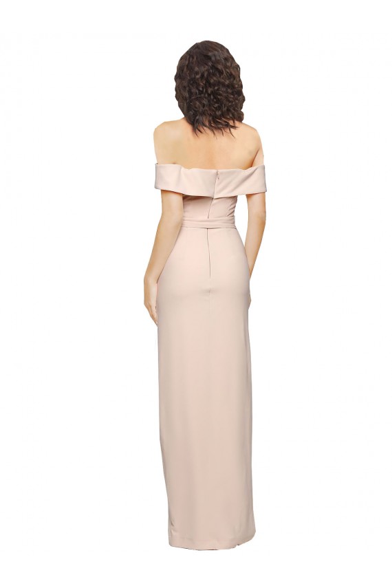 Off the Shoulder Long Stretch Crepe Nude Sleeveless Formal Evening Gown / Prom Dress / Bridesmaid Dress Victoria