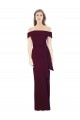Off the Shoulder Long Stretch Crepe Burgundy Gold Sleeveless Formal Evening Gown / Prom Dress / Bridesmaid Dress Victoria