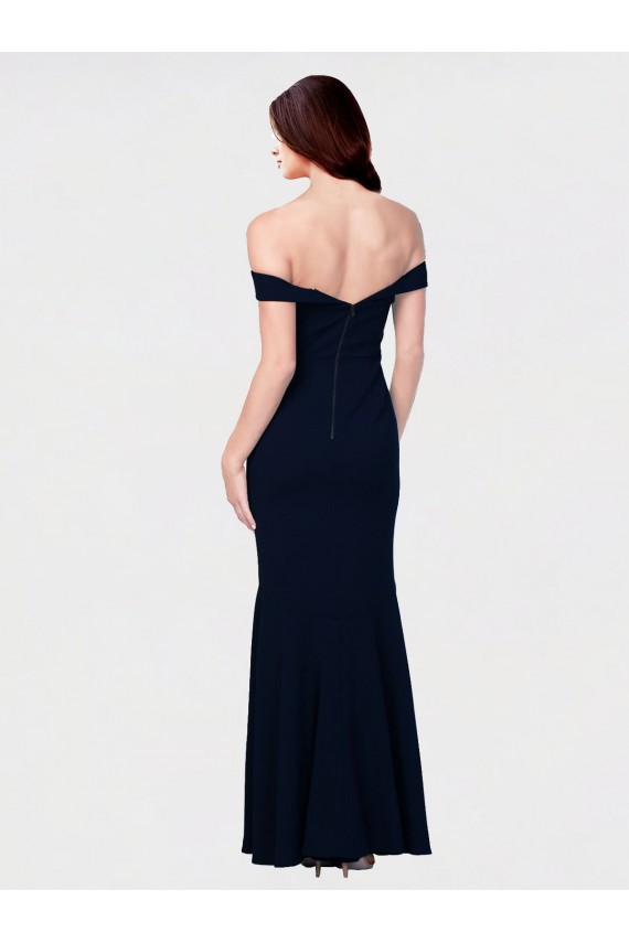 Off the Shoulder Long Stretch Crepe Ivory Sleeveless Formal Dress / Bridesmaid Dress Victoria