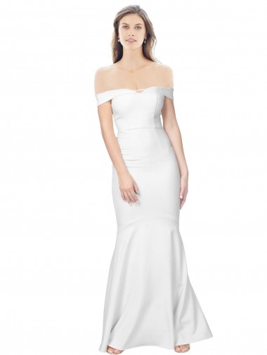 Off the Shoulder Long Stretch Crepe Ivory Sleeveless Formal Dress / Bridesmaid Dress Victoria