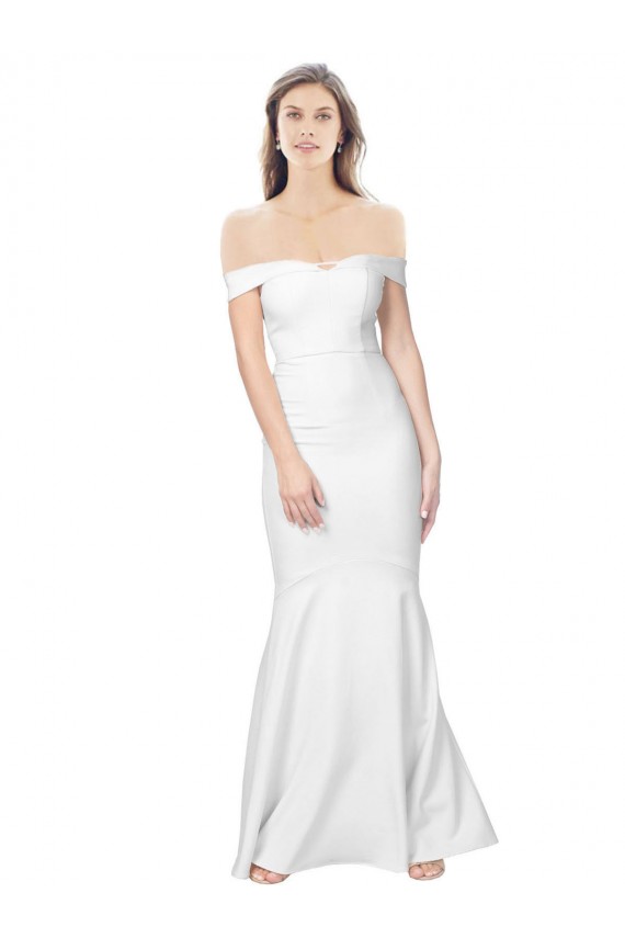 Off the Shoulder Long Stretch Crepe Ivory Sleeveless Formal Dress / Bridesmaid Dress Victoria