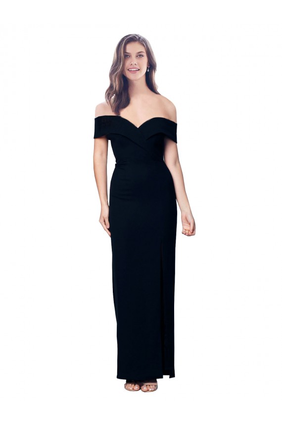 Sweetheart Long Stretch Crepe Black Sleeveless Formal Dress / Bridesmaid Dress Victoria