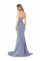 Strapless Long Stretch Crepe Smoke Blue Sleeveless Formal Evening Gown / Prom Dress / Bridesmaid Dress Victoria