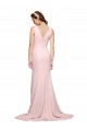 V-Neck Sweep Train Stretch Crepe Pink Sleeveless Black Tie Evening Dress / Prom Dress / Bridesmaid Dress Victoria