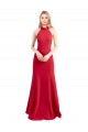 High Neck Long Stretch Crepe Red A-Line Sleeveless Formal Evening Gown / Prom Dress / Bridesmaid Dress Victoria