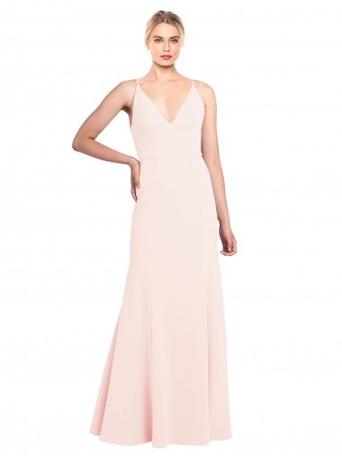 High Neck Long Stretch Crepe Pink Sleeveless Formal Evening Gown / Prom Dress / Bridesmaid Dress Victoria