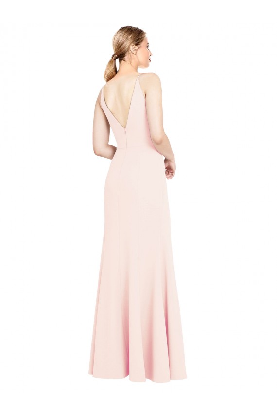 High Neck Long Stretch Crepe Pink Sleeveless Formal Evening Gown / Prom Dress / Bridesmaid Dress Victoria