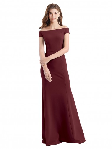 High Neck Long Stretch Crepe Burgundy Gold Sleeveless Prom Dress / Bridesmaid Dress Victoria