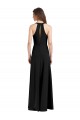 High Neck Long Stretch Crepe Black Sheath Sleeveless Formal Evening Gown / Prom Dress / Bridesmaid Dress Victoria