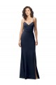 High Neck Long Stretch Crepe Dark Navy Sheath Sleeveless Formal Evening Gown / Prom Dress / Bridesmaid Dress Victoria
