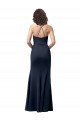 High Neck Long Stretch Crepe Dark Navy Sheath Sleeveless Formal Evening Gown / Prom Dress / Bridesmaid Dress Victoria