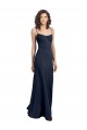 Scoop Neck Long Stretch Crepe Dark Navy Sleeveless Formal Dress / Bridesmaid Dress Victoria