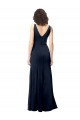High Neck Long Stretch Crepe Dark Navy V-Neck Sleeveless Formal Dress / Bridesmaid Dress Victoria
