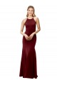 High Neck Long Stretch Crepe Burgundy Gold Sleeveless Formal Evening Gown / Prom Dress / Bridesmaid Dress Victoria