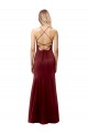 High Neck Long Stretch Crepe Burgundy Gold Sleeveless Formal Evening Gown / Prom Dress / Bridesmaid Dress Victoria