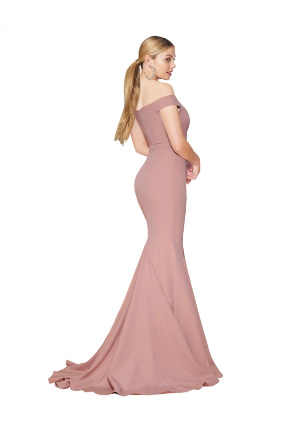 High Neck Sweep Train Stretch Crepe Dusty Pink Sleeveless Formal Evening Gown / Prom Dress / Bridesmaid Dress Victoria