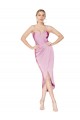 High Neck Knee Length Stretch Crepe Orchid Sleeveless High Low Evening Gown / Prom Dress / Bridesmaid Dress Victoria