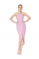 High Neck Knee Length Stretch Crepe Orchid Sleeveless Bridesmaid Dress / Formal Dress Victoria
