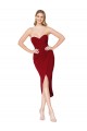 High Neck Knee Length Stretch Crepe Burgundy Sleeveless High Low Evening Gown / Prom Dress / Bridesmaid Dress Victoria