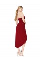 High Neck Knee Length Stretch Crepe Burgundy Sleeveless High Low Evening Gown / Prom Dress / Bridesmaid Dress Victoria