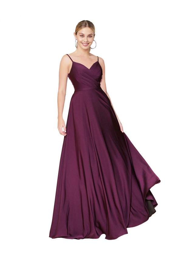 High Neck Long Stretch Crepe Wild Berry Sleeveless Formal Evening Gown / Prom Dress / Bridesmaid Dress Victoria