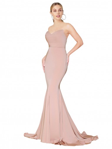 High Neck Long Stretch Crepe Mauve Sleeveless Formal Dress / Bridesmaid Dress Victoria
