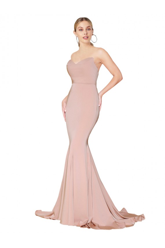 High Neck Long Stretch Crepe Mauve Sleeveless Formal Dress / Bridesmaid Dress Victoria