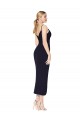 High Neck Knee Length Stretch Crepe Dark Navy Sleeveless Formal Dress / Bridesmaid Dress Victoria