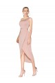 High Neck Knee Length Stretch Crepe Mauve Sleeveless Formal Dress / Bridesmaid Dress Victoria