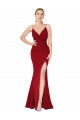 V-Neck Long Stretch Crepe Burgundy Sleeveless Formal Evening Gown / Prom Dress / Bridesmaid Dress Victoria