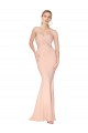 High Neck Long Stretch Crepe Nude Sleeveless Formal Dress / Bridesmaid Dress Victoria