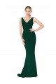 High Neck Long Stretch Crepe Midnight Green Sleeveless Formal Evening Gown / Prom Dress / Bridesmaid Dress Victoria