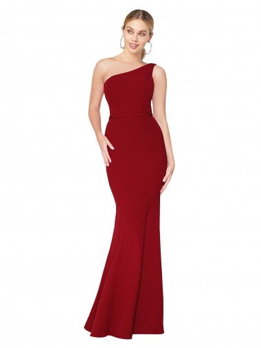 High Neck Long Stretch Crepe Burgundy Sleeveless Formal Evening Gown / Prom Dress / Bridesmaid Dress Victoria