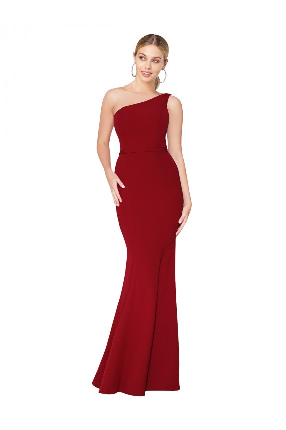 High Neck Long Stretch Crepe Burgundy Sleeveless Formal Evening Gown / Prom Dress / Bridesmaid Dress Victoria