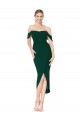 High Neck Knee Length Stretch Crepe Midnight Green Sleeveless High Low Evening Gown / Prom Dress / Bridesmaid Dress Victoria