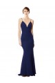 High Neck Long Stretch Crepe Navy Blue Sleeveless Formal Dress / Bridesmaid Dress Victoria